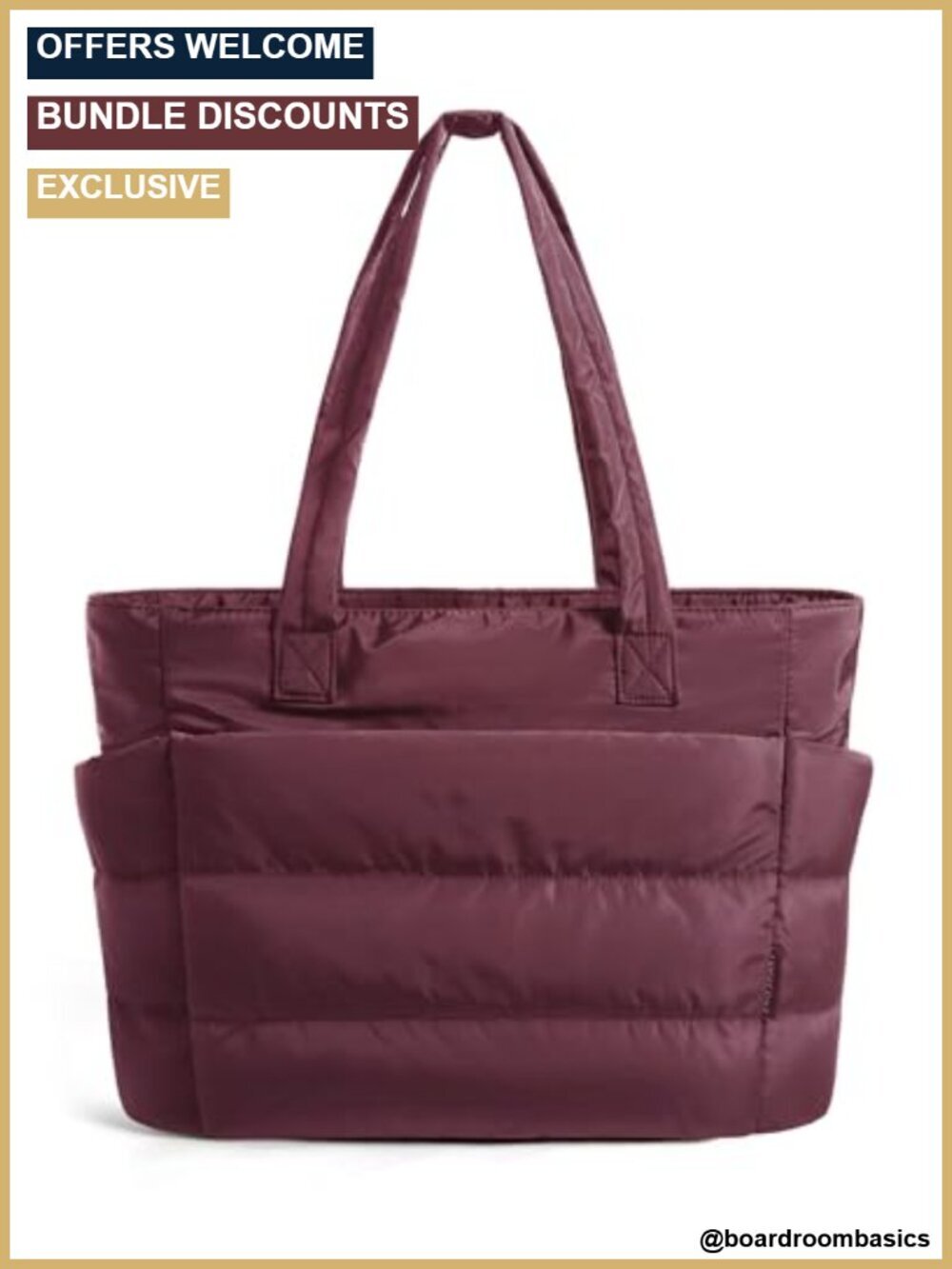 Lightweight Puffy Tote Bag with Compartments for Travel, Work, Gym